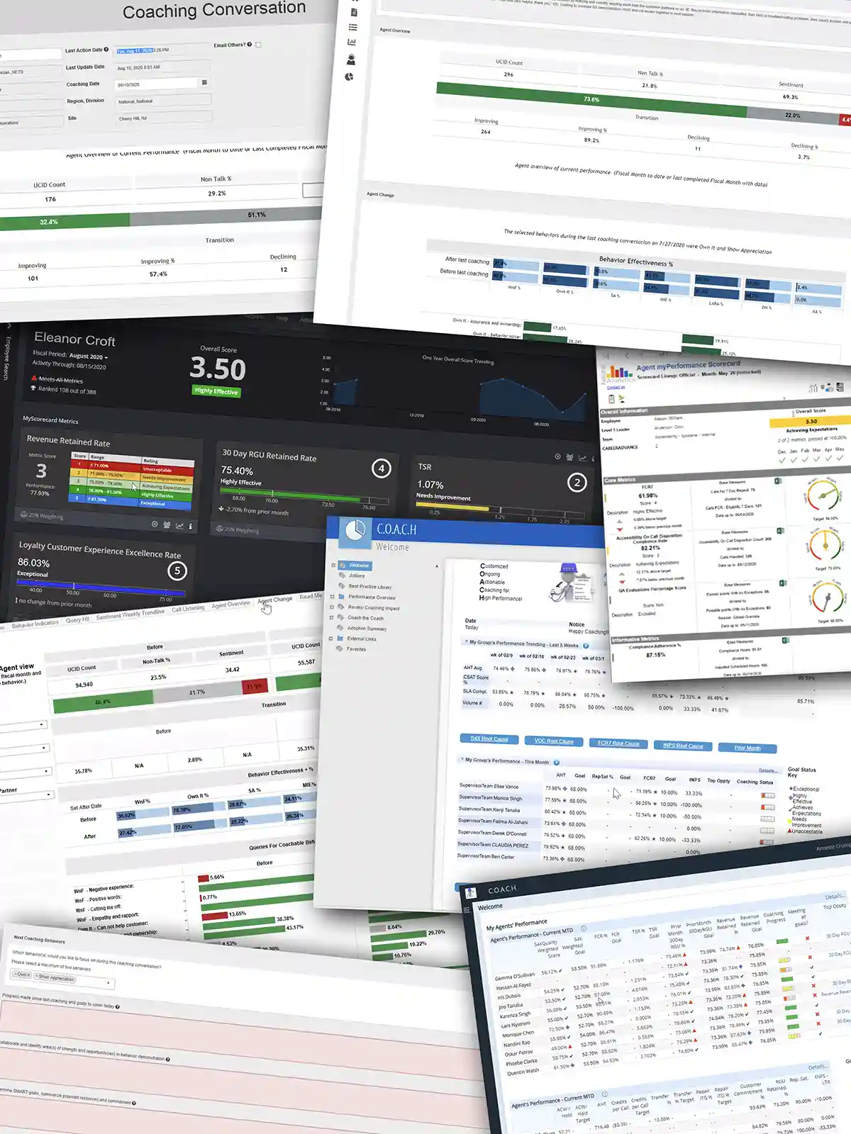 Telecom legacy agent performance coaching tools