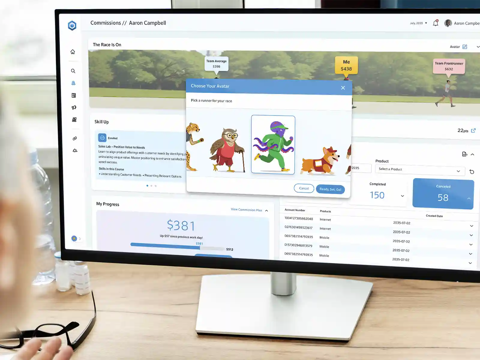 POPflow UX Design - Telecom - Commissions Tracker and Gamification Leaderboard